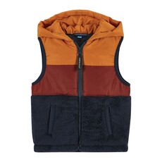 ANDY & EVAN Burnt Orange & Navy Colorblocked Sherpa Puffer Vest