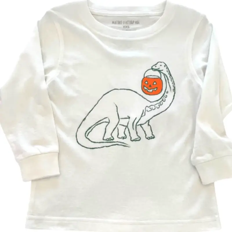 MUSTARD AND KETCHUP KIDS LS WHITE DINOSAUR