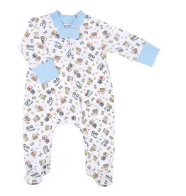 MAGNOLIA BABY CONSTRUCTION ZONE PRINTED ZIPPER FOOTIE LB