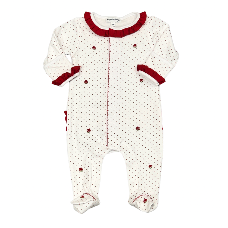MAGNOLIA BABY HOLIDAY ANNALISE'S SCATTERED RUFFLE FOOTIE