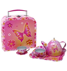6PC TIN TEA SET IN CARRY CASE - VIBRANT VACATION