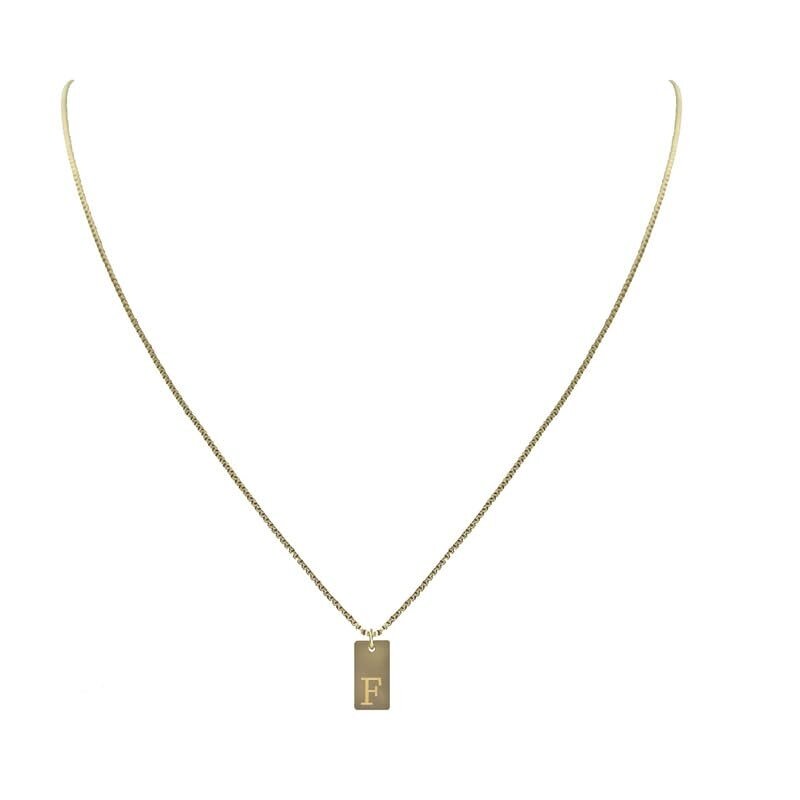 KIKI & LIVY TINY ENGRAVED LETTER NECKLACE-F