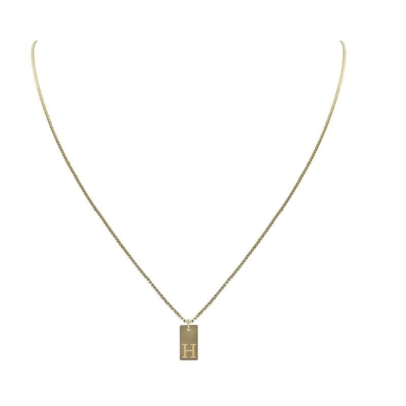 KIKI & LIVY TINY ENGRAVED LETTER NECKLACE-H