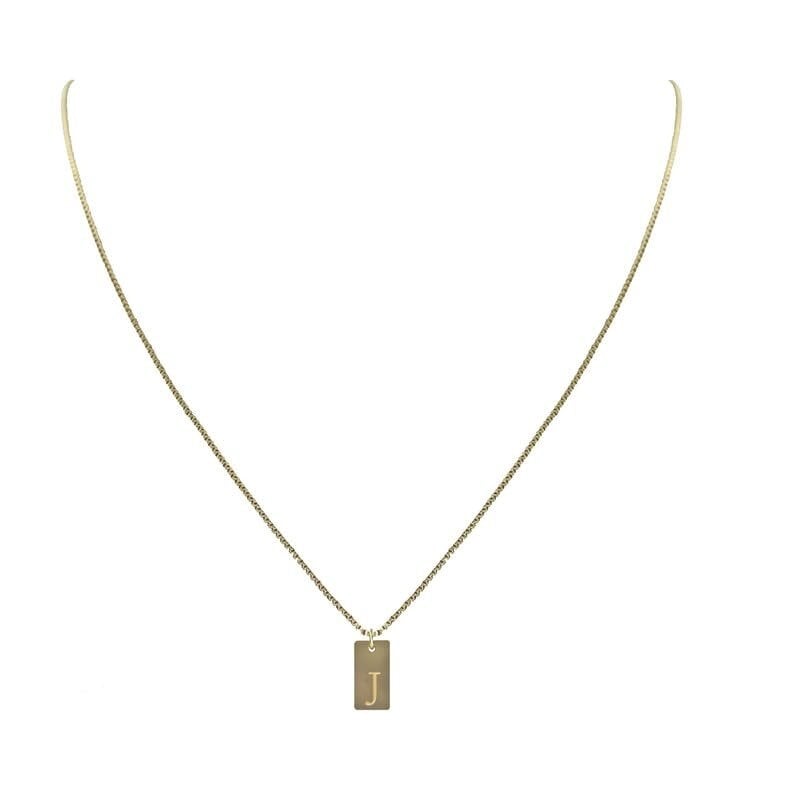 KIKI & LIVY TINY ENGRAVED LETTER NECKLACE-J