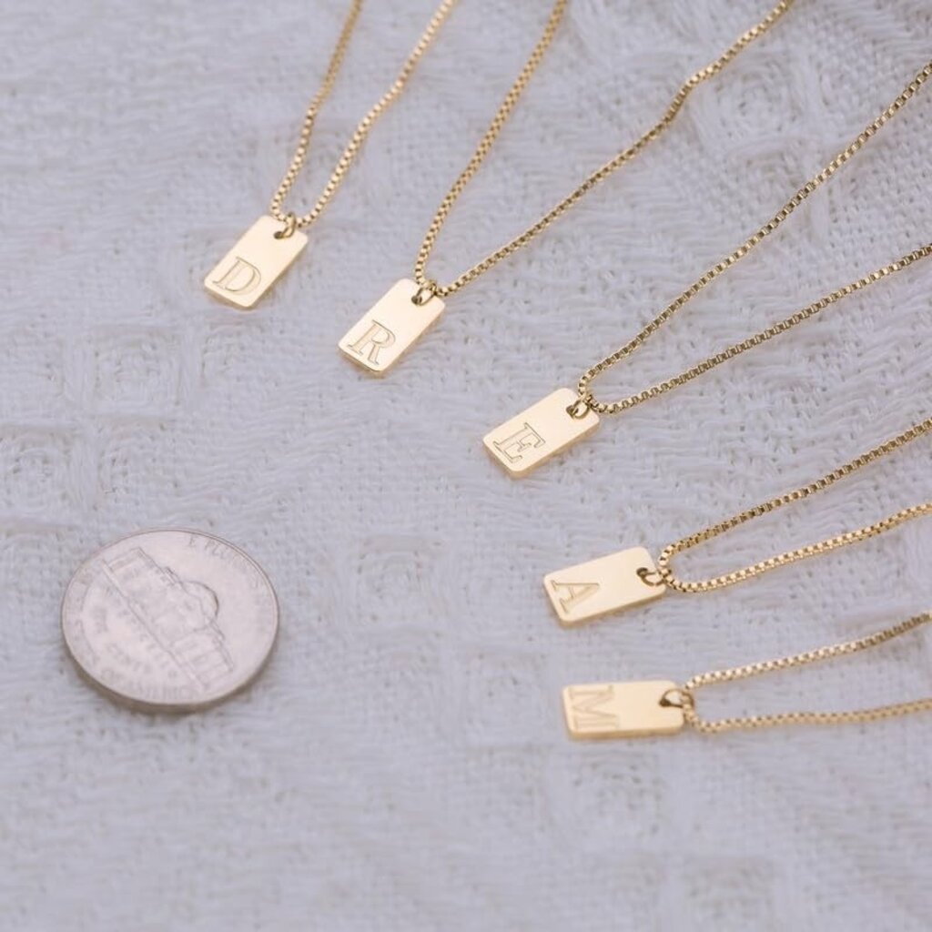 KIKI & LIVY TINY ENGRAVED LETTER NECKLACE-J