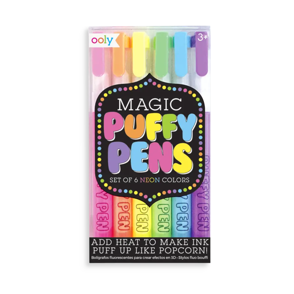 OOLY MAGIC NEON PUFFY PEN-SET OF 6