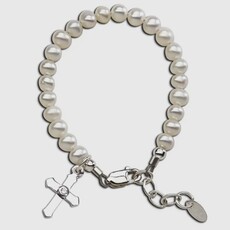 CHERISHED MOMENTS LACEY -SS PEARL CROSS BRACELET
