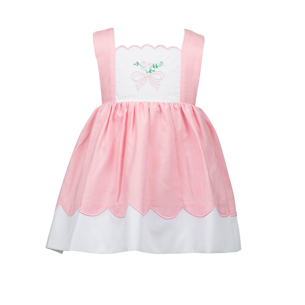 THE PROPER PEONY PAULETTE PINK BOW PINAFORE