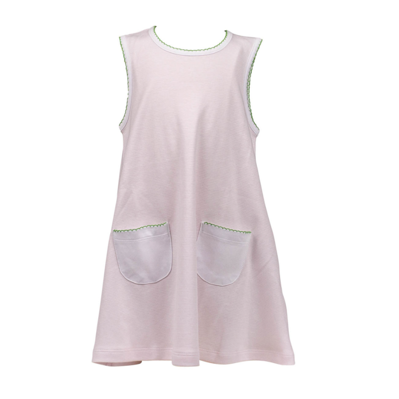 THE PROPER PEONY GIRLS PIMA ALINE DRESS PINK STRIPE