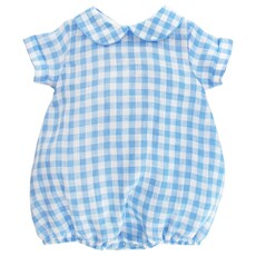 BAILEY BOYS BOYS SKY LINEN GINGHAM BUBBLE SHORT