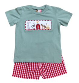 BANANA SPLIT FARM DAYS SMOCKED BOYS SHORT SET