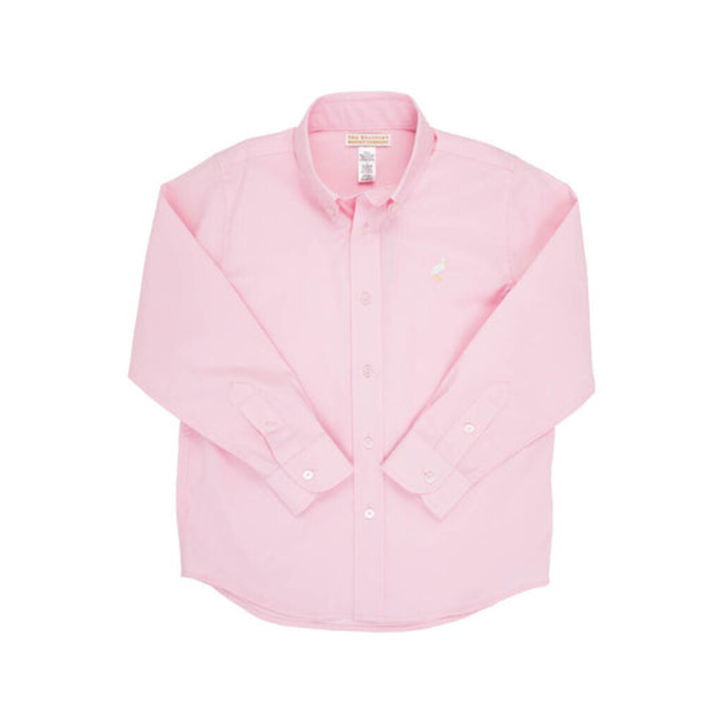 THE BEAUFORT BONNET COMPANY   DEANS LIST DRESS SHIRT-Palm Beach Pink With Multicolor Stork