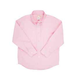 THE BEAUFORT BONNET COMPANY DEANS LIST DRESS SHIRT-Palm Beach Pink With Multicolor Stork