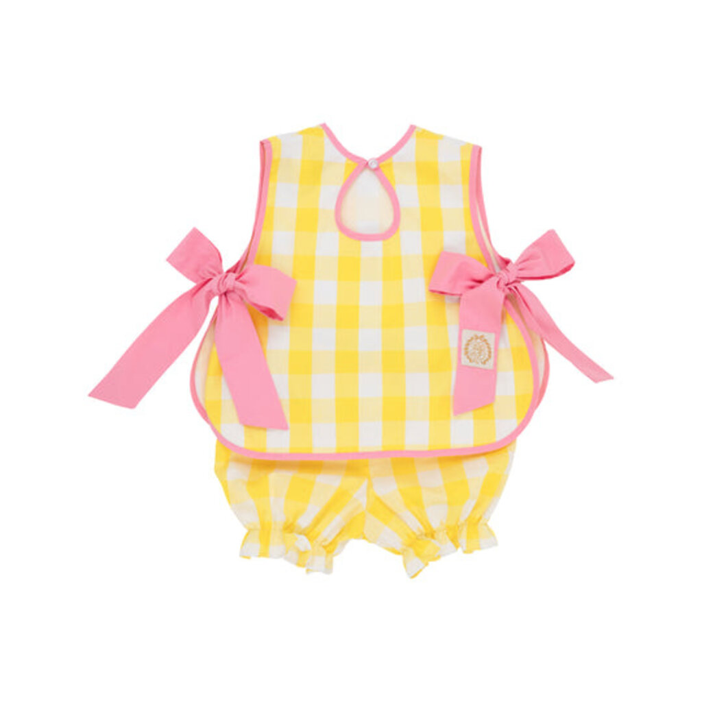 THE BEAUFORT BONNET COMPANY  TALBOTT TIE SIDE - Seaside Sunny Yellow Check With Hamptons Hot Pink