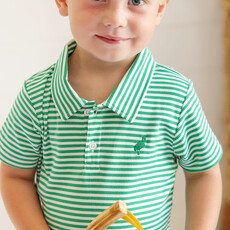 THE BEAUFORT BONNET COMPANY SIR PROPERS ROMPER- Kiawah Kelly Green Stripe With Kiawah Kelly Green Stork