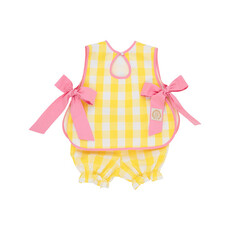 THE BEAUFORT BONNET COMPANY TALBOTT TIE SIDE - Seaside Sunny Yellow Check With Hamptons Hot Pink