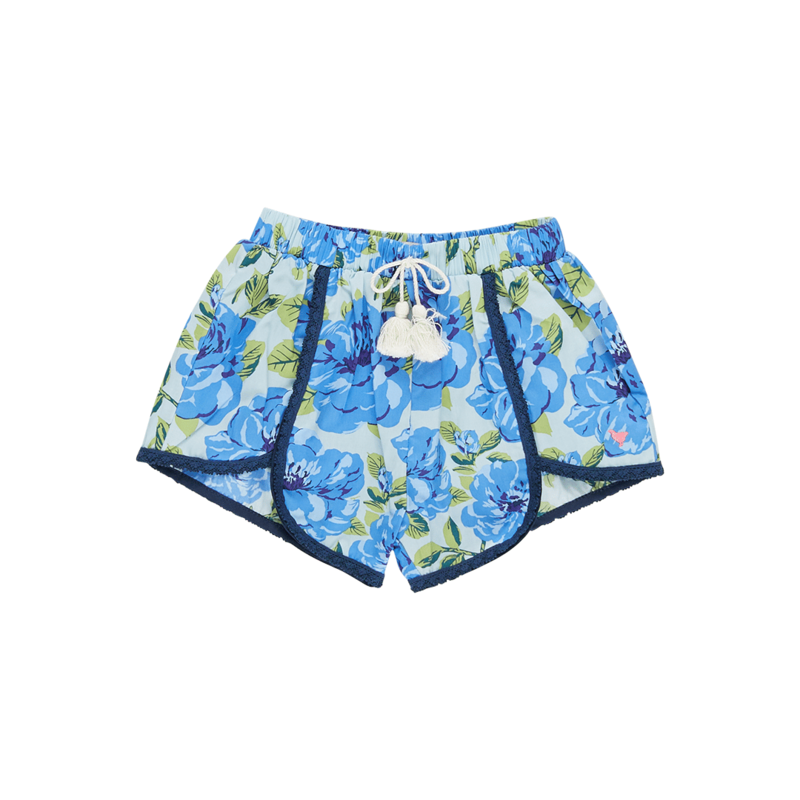 PINK CHICKEN girls millie short - blue peonies