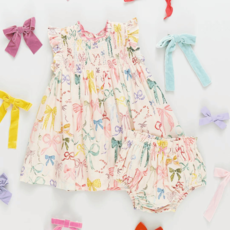 PINK CHICKEN baby girls stevie dress set - watercolor bows