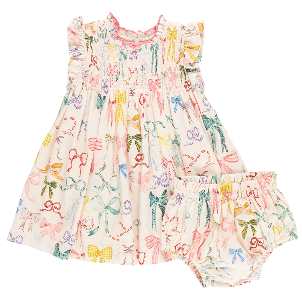 PINK CHICKEN baby girls stevie dress set - watercolor bows