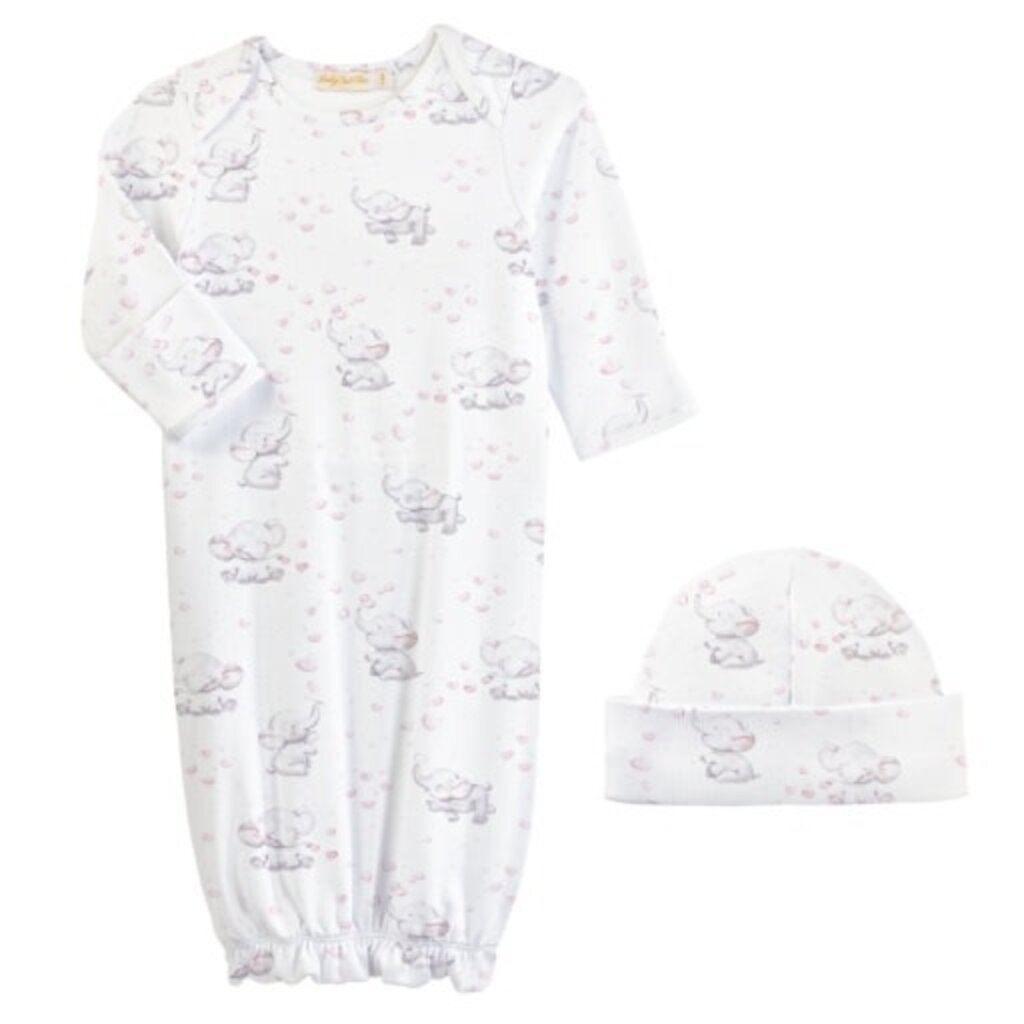 BABY CLUB CHIC bubbly elephant pink gown and hat set