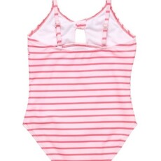 SNAPPER ROCK CORAL STRIPE SUSTAINABLE BOW SWIMSUIT