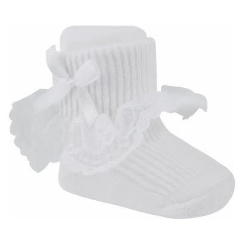 BABY DEER GIRL BOOTIE SOCK W LACE AND BOW