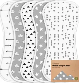KEABABIES 5PK URBAN BURP CLOTHS-GRAYSCAPE