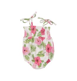 ANGEL DEAR TIE STRAP SMOCKED BUBBLE - HIBISCUS