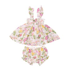 ANGEL DEAR RUFFLE STRAP SMOCKED TOP AND DIAPER COVER - CUTE HUMMINGBIRDS
