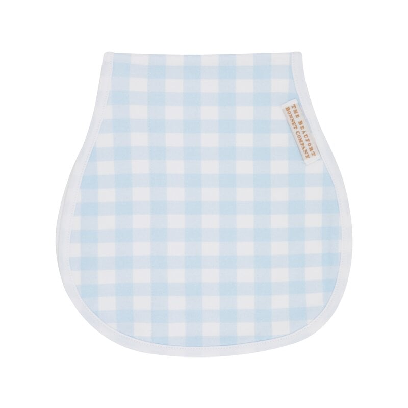 THE BEAUFORT BONNET COMPANY OOPSIE DAISY BURP CLOTH - BUCKHEAD BLUE GINGHAM/WAW