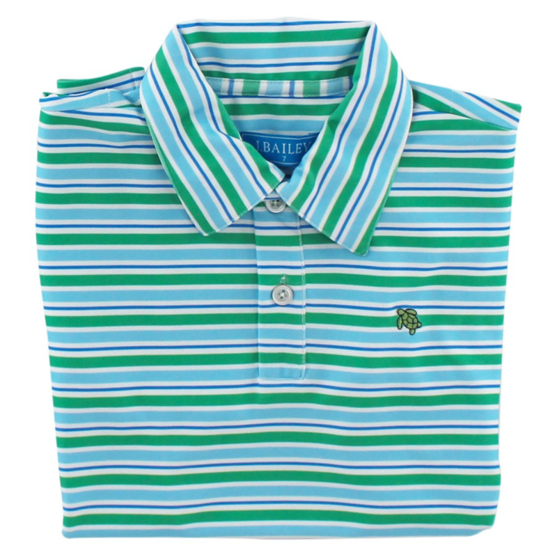 J.BAILEY SS STRIPE PERFORMANCE POLO, MEADOW