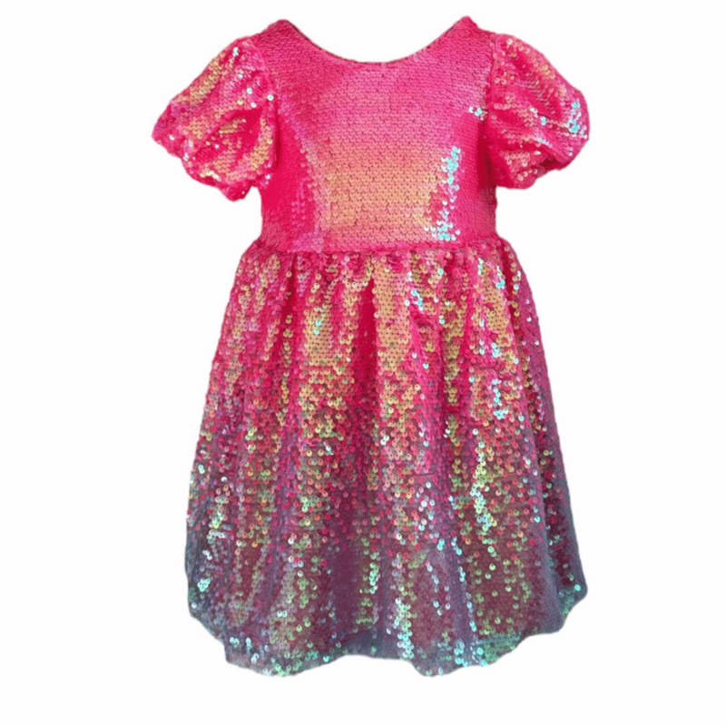 LOLA AND THE BOYS BUBBLE GUM SHIMMER SEQUIN DRESS