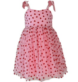 LOLA AND THE BOYS PINK HEART TANK DRESS