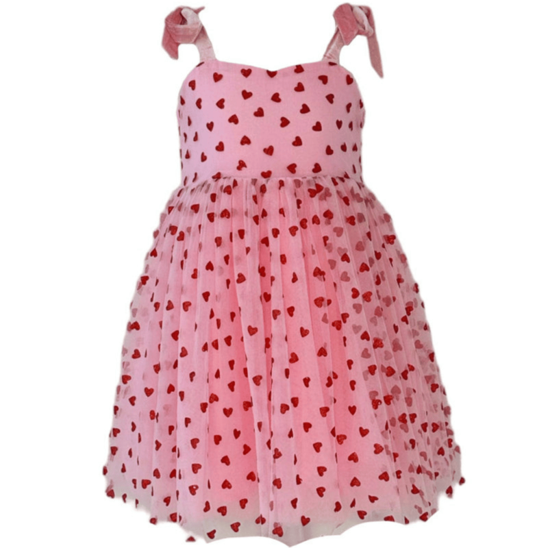 LOLA AND THE BOYS PINK HEART TANK DRESS