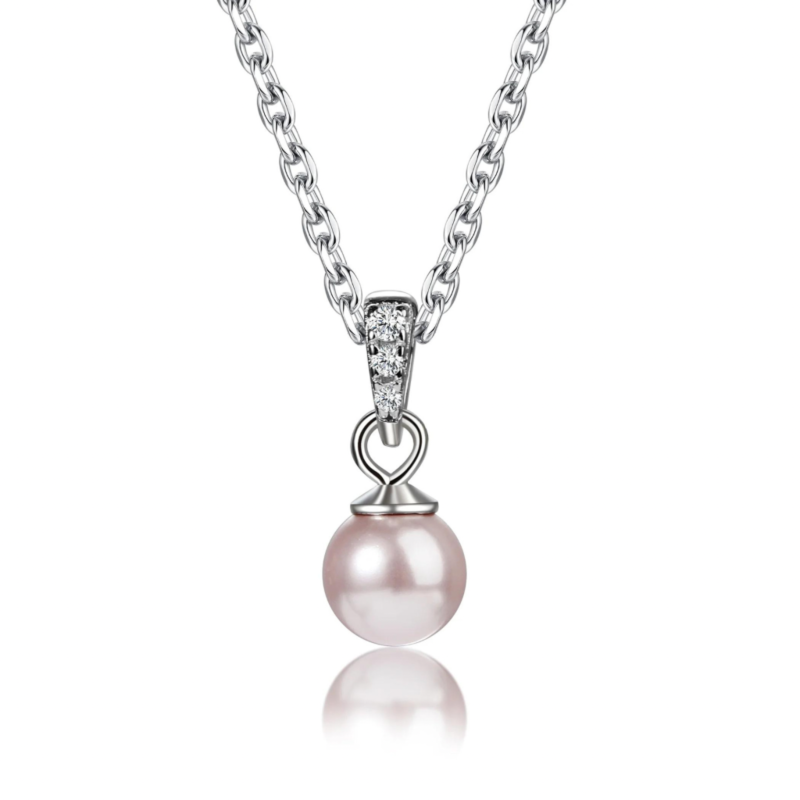 CHERISHED MOMENTS SS PEARL PEND. NECKLACE 14IN