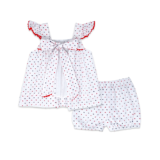 LULLABY SET SALLY SWING SET - Navy and Red Swiss Dot