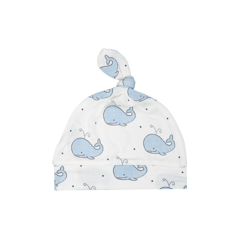 ANGEL DEAR KNOTTED HAT - Bubbly Whales Blue