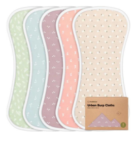 KEABABIES 5PK URBAN BURP CLOTHS-BLOOMS