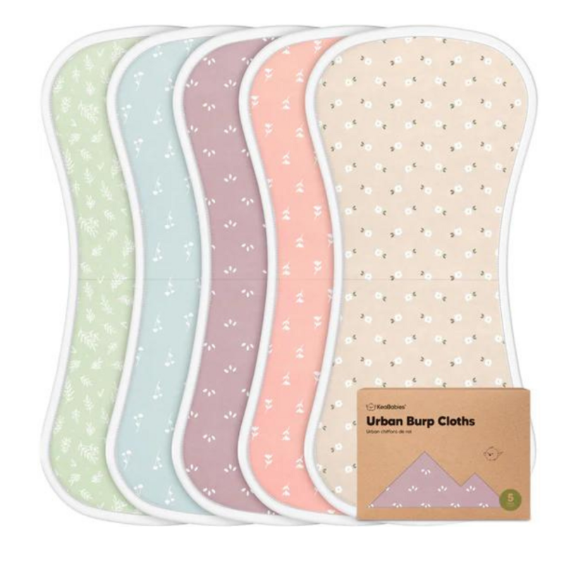 KEABABIES 5PK URBAN BURP CLOTHS-BLOOMS