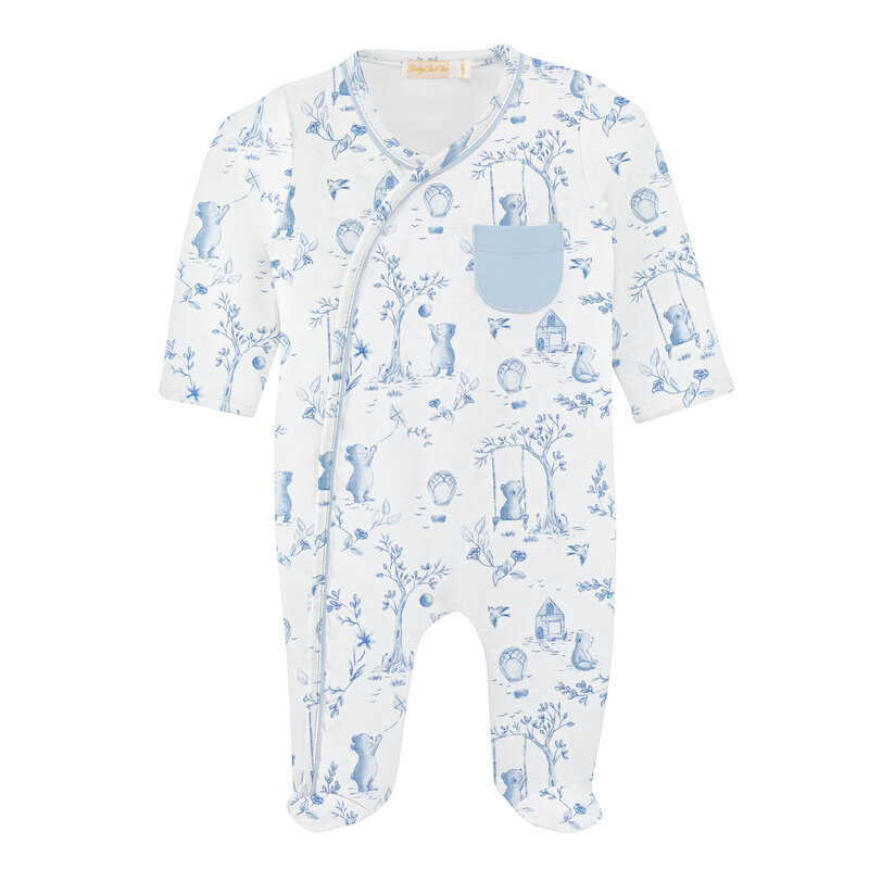 BABY CLUB CHIC toile de jouy - blue crossed footie