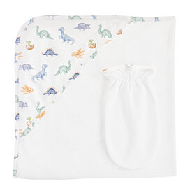 BABY CLUB CHIC baby dinos hooded towel w/ mitt set 31'x28' in