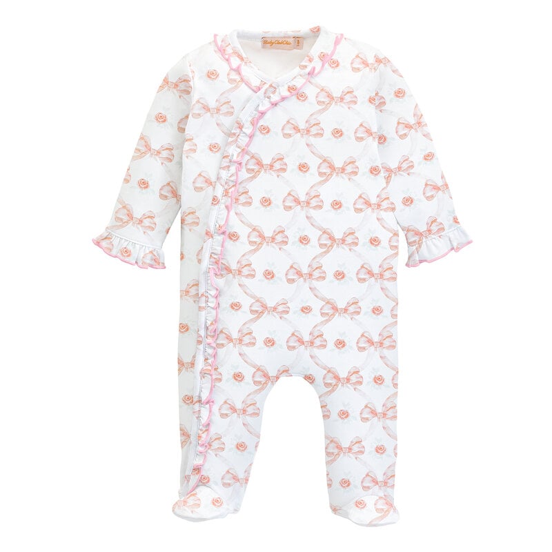 BABY CLUB CHIC BOWS & ROSES FOOTIE W/RUFFLE