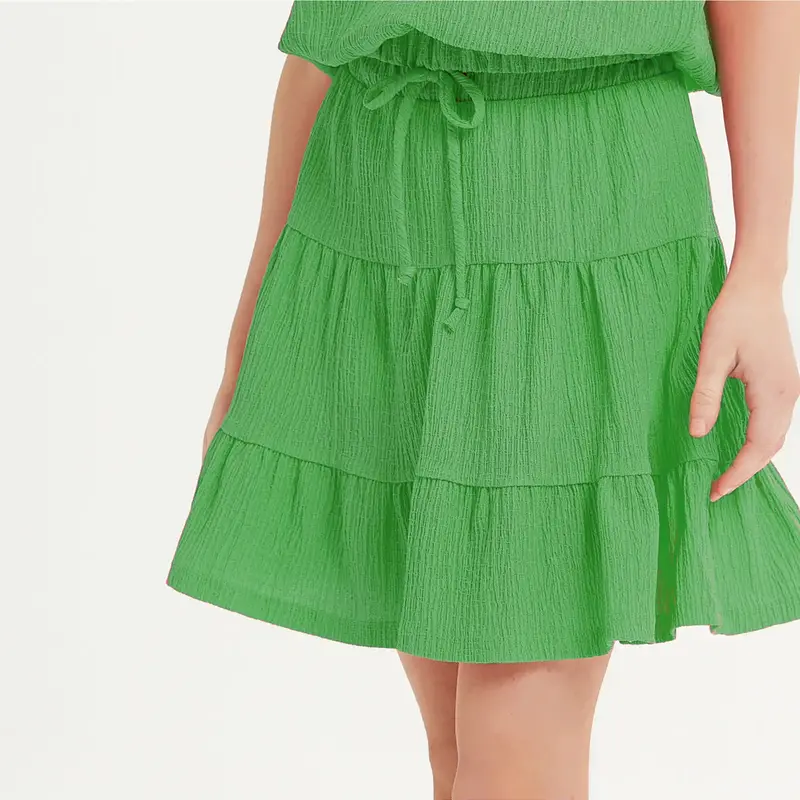 GOOD GIRL CRINKLE TEXTURE TIERED SKIRT