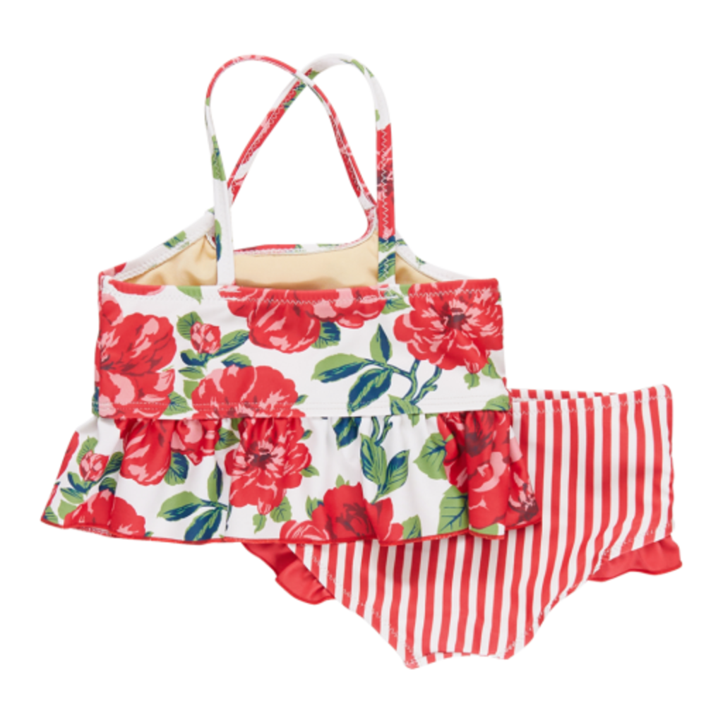 PINK CHICKEN girls joy tankini - red peonies