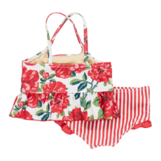 PINK CHICKEN girls joy tankini - red peonies