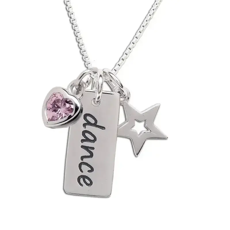 CHERISHED MOMENTS SS DANCE BAR PINK NECKLACE