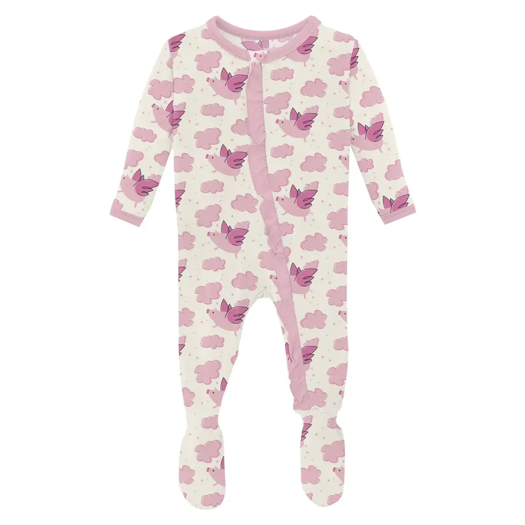 KICKEE PANTS PRINT CLASSIC RUFFLE FOOTIE