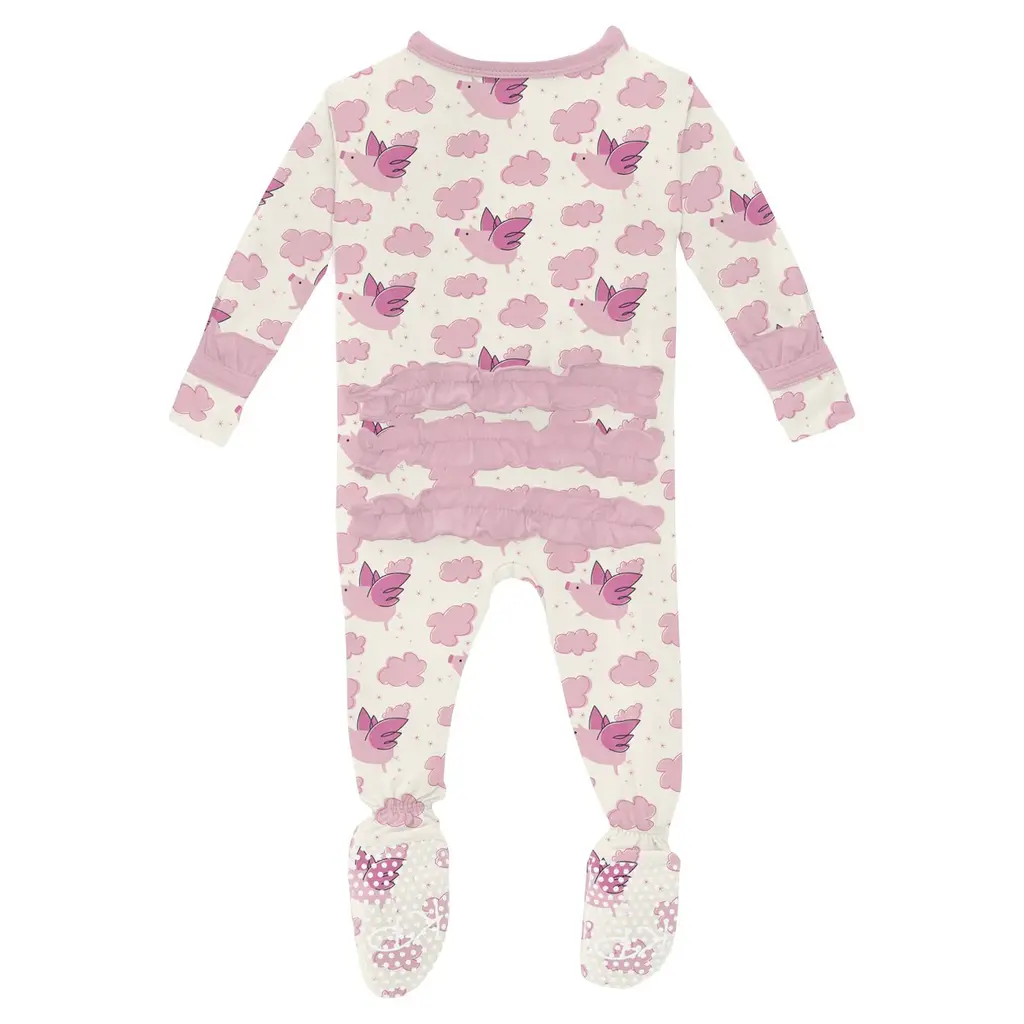 KICKEE PANTS PRINT CLASSIC RUFFLE FOOTIE