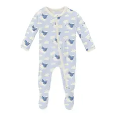 KICKEE PANTS PRINT FOOTIE W/2-WAY ZIPPER