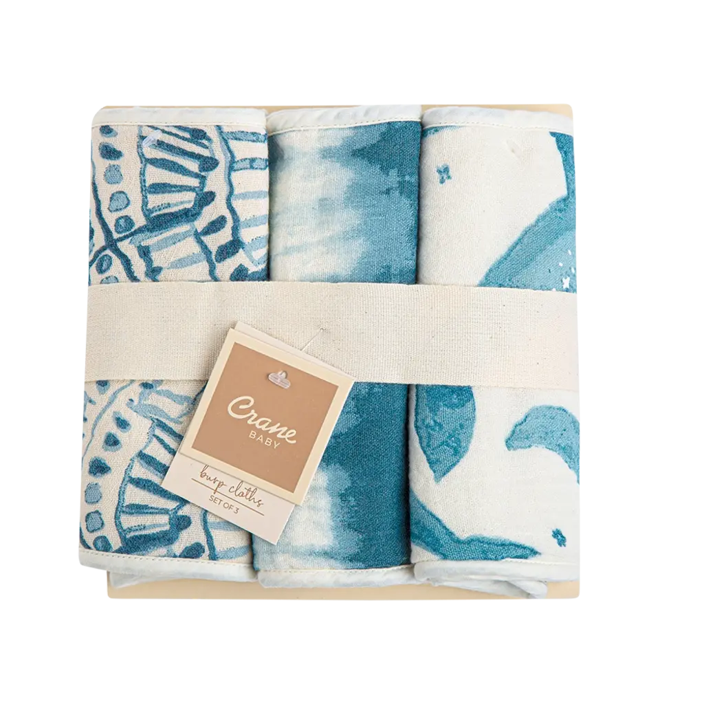 CRANE BABY CASPIAN 3PC BURP CLOTHS